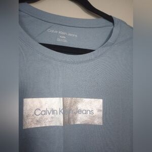 Calvin Klein Jeans Light Blue Tee with Silver Logo